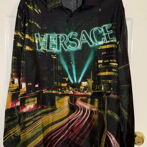 AUTHENTIC MENS VERSACE SILK LONG SLEEVE BUTTON UP COLLAR SHIRT SIZE 48 M/L